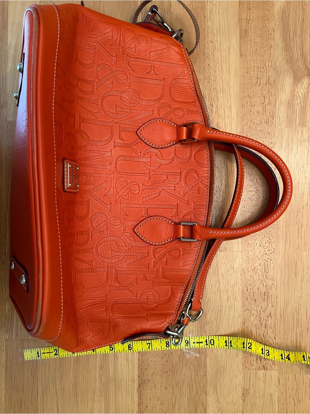 Dooney & Bourke Bright Orange Embossed Logo Satchel - Picture 4 of 15